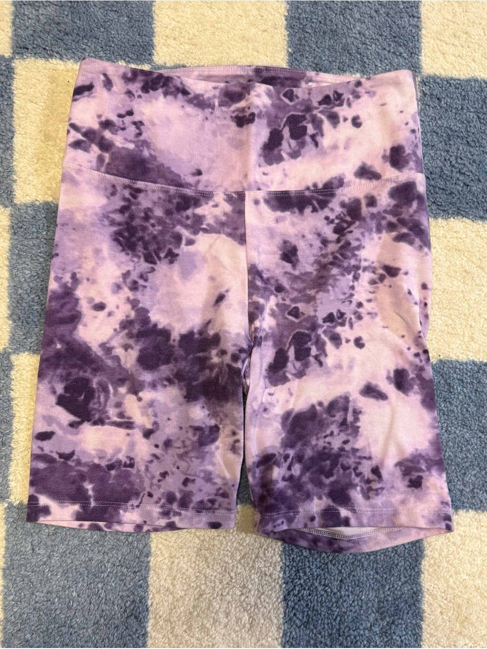 Purple Tie-Dye High Waisted Biker Shorts